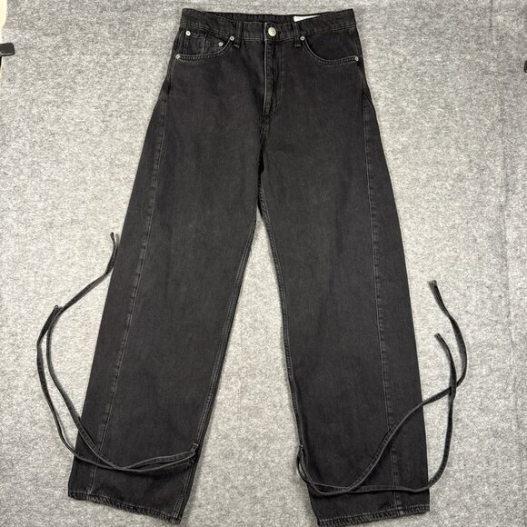 Rag & Bone Jeans Womens 29 Black Denim Baggy Wide Leg Grunge Hip Hop Goth